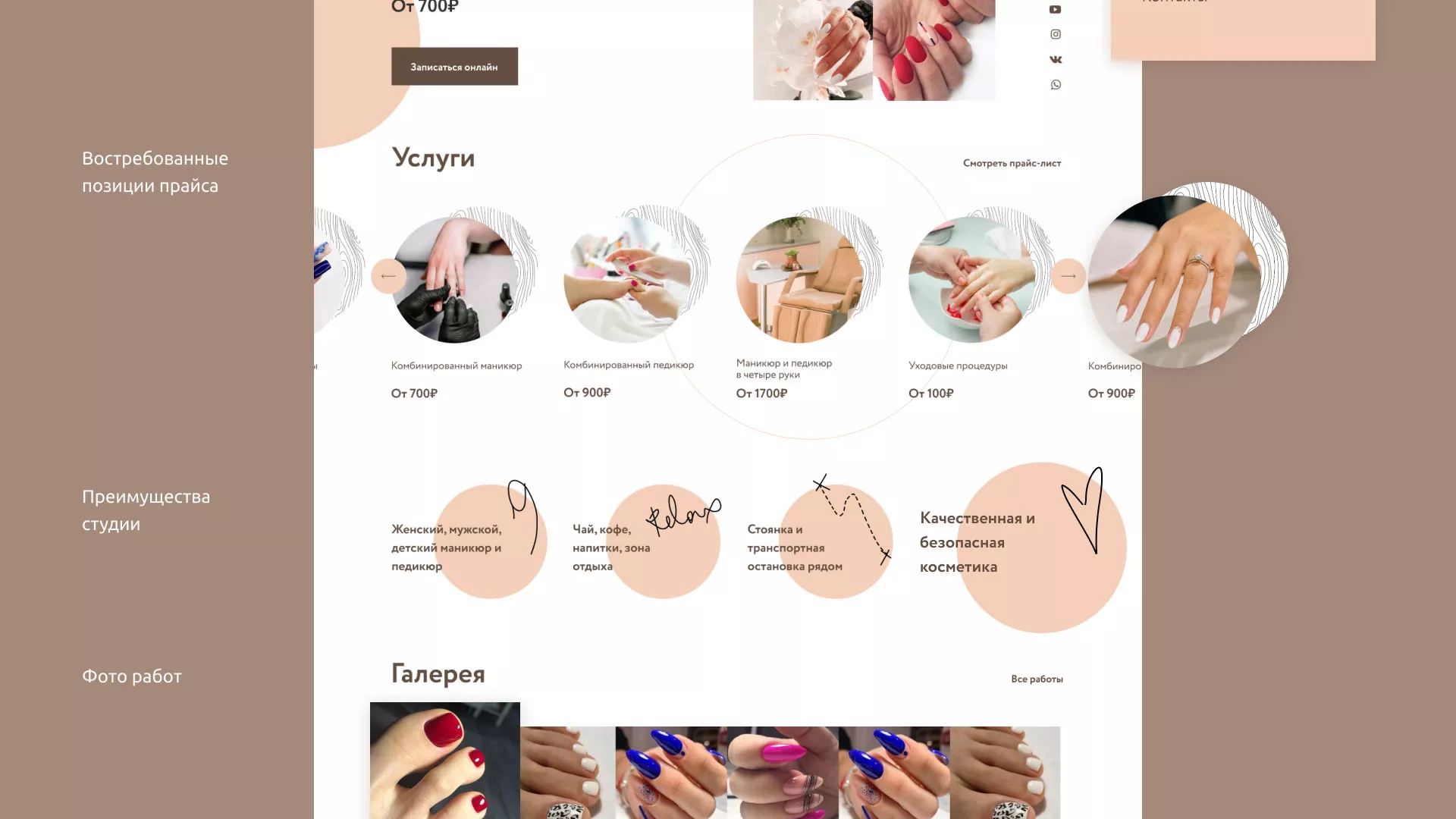 Разработка сайта для ногтевого сервиса «Пилорама» в Губкинском